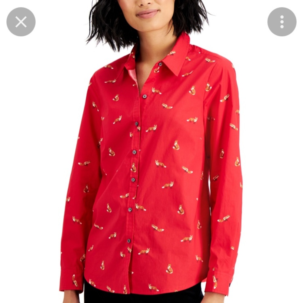 Petite Charter Club Fox Button Down Shirt!